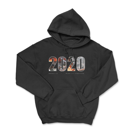 2020 black hoodie front print