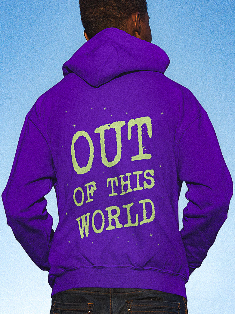 out of this world Hoodie Purple (printed + embroidered)