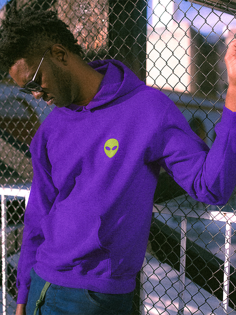 out of this world Hoodie Purple (printed + embroidered)