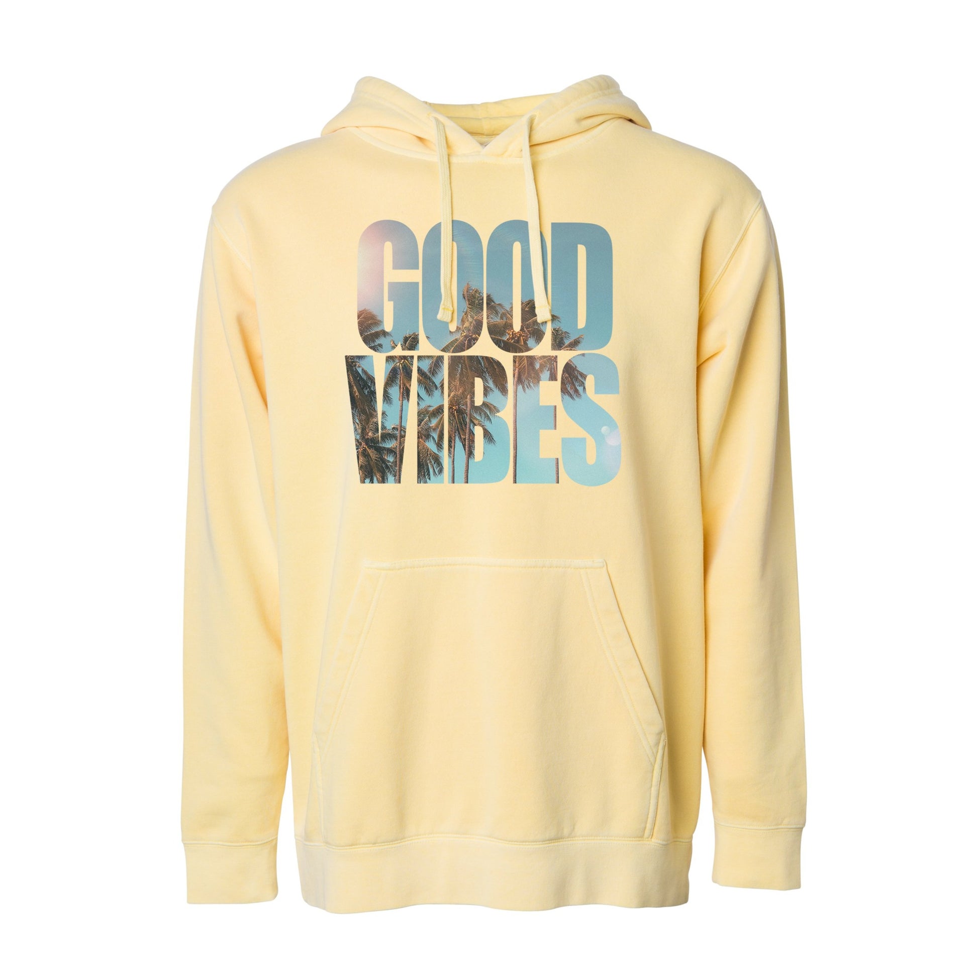 Good Vibes Yellow Pigment Dyed Hoodie